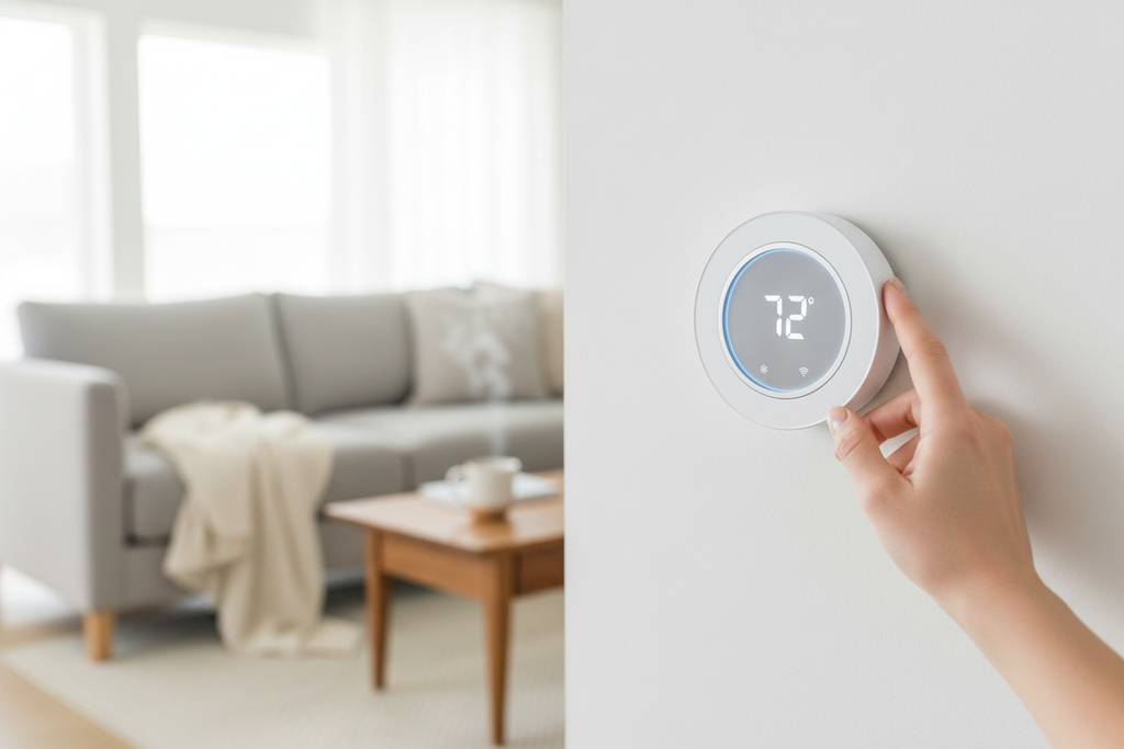 Smart Programmable Thermostat - Living Room Lifestyle